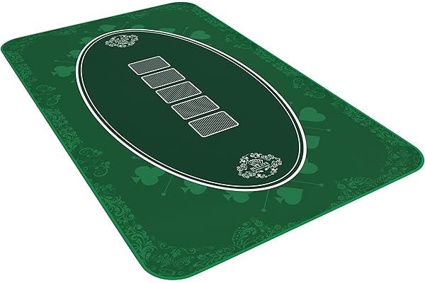 Bullets Playing Cards | Tapis de Poker Vert Casino Design 100x60cm | Surface Lisse Antidérapante, Qualité Casino, Lavable & Hydrofuge