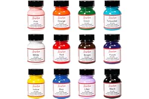 Pinturas para piel de cuero Angelus, juego de 12 de 1 oz.
