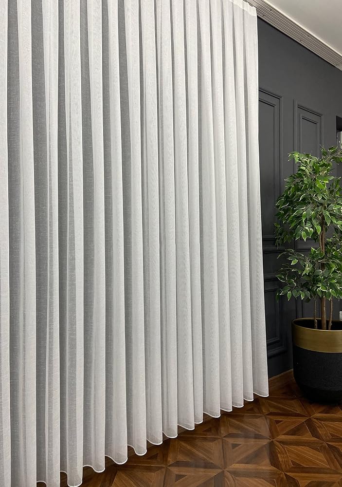 Evdepo Home Ekru Ekstraforlu Pilesiz Keten Tül Perde 330 x 240 cm