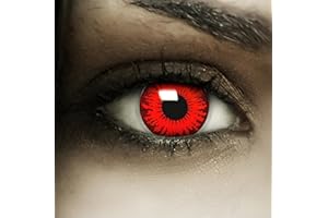 FXCONTACTS Soczewki roczne czerwone czerwone czerwone kwiaty + tatuaże + pojemnik na soczewki kontaktowe, 2 sztuki (1 para) kolorowych soczewek kontaktowych bez grubości, miękkie, idealne na Halloween