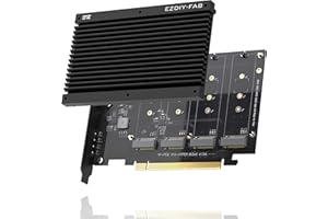 EZDIY-FAB Quad M.2 PCIe 4.0/3.0 X16 Scheda di Espansione con Dissipatore,Supporto di 4 SSD PCIe NVME M.2,RAID-on-CPU (VROC) in Piattaforma Intel e PCIe 4.0 RAID in Piattaforma AMD