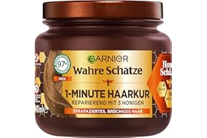 Garnier Wahre Schätze 1-minutowa kuracja do włosów łamliwych i zniszczonych, z miodem akacjowym i woskiem pszczelim dla mniej rozdwajanych końcówek i łamania włosów, 1 x 340 ml