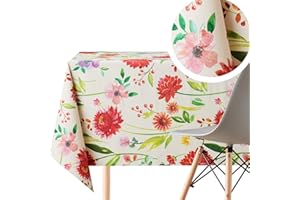 KP HOME Grande Mantel Hule 300x140 Beige Crema Patrón de Flores de Colores - Floral Mantel PVC Fácil de Limpiar Impermeable Mantel Hule Mesa Rectangular - Plástico Hules Para Mesas Rectangular 10 Asientos