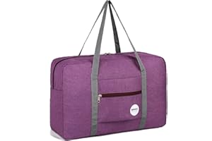 WANDF Bagaglio a mano easyjet 45x36x20 Borsa da cabina Borsa da viaggio Borsa Holdall borsa sportiva borsone palestra borsa aereo per donne uomo(A-25L Viola)