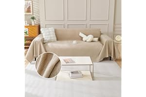 TAOTAOGO Sofa Cover 3 Seater Chenille Corner Sofa Slipcover Washable L Shape Sofa Covers Sectional Couch Cover with Tassel Furniture Protector for Pet All-Season F Khaki 180x340cm