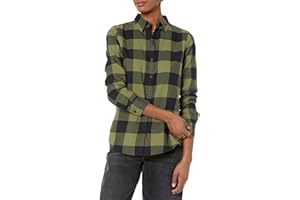 Amazon Essentials Women's Regular-Fit Long-Sleeve Lightweight Plaid Flannel Shirt