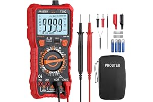Proster Digital Multimeter TRMS 6000 Counts - Multi Meters Electrical with AC/DC Voltage Current, NCV, Capacitance, Frequency, Temperature, Diode, HFE, Infrared Test with Alligator Clips Cloth Bag