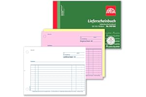 OMEGA DRUCK Omega Lieferscheinbuch 947 OK selbstdurchschreibendes DIN A5-Formularbuch I Querformat mit 3 x 50 perforierten Blättern in weiß/rosa/gelb I Effiziente Lieferscheindokumentation
