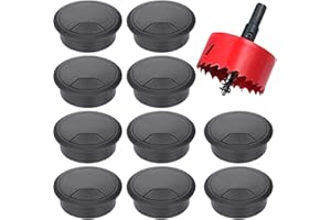 Hejo 10Pcs Passacavi Scrivania, Diametro 60 mm da Incastrare Copri Foro di Copertura per Organizzare Filo per Casa e Tavolo ddell’ufficio con 1 Sega a Tazza 60 mm