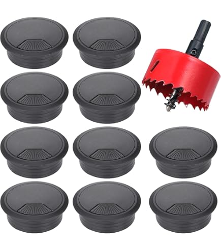 Flintronic Passacavi Per Scrivania - 12 Pezzi Con Sega A Tazza | Organizza Cavi Casa E Ufficio - Foto 6