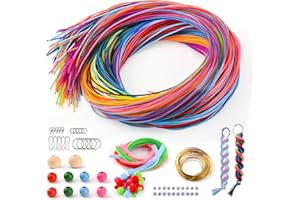 V·COLOKISHI 295 Stück Scooby DOO Bänder Set, Scoubidou Bänder, Knüpfbänder mit Keychain, Haken, Holzperlen, Pom Poms, Basteldraht Und Pfeifenreiniger für Basteln Armbänder, Halskett, Schlüsselanhänger Und DIY