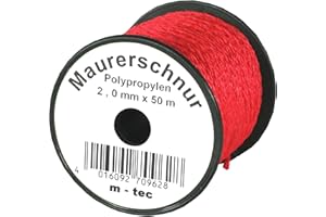 BAUCOMPANY24 Lot-Maurerschnur 50 m x Ø 2.0 mm Rot
