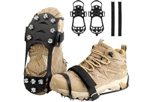 Yanbaozi Steigeisen, Schuhspikes, Schuhkrallen, mit 11 Edelstahl Zähne Spike für Schuhe Winter, Eisspikes Schneeketten Schuhe， Spike Grödel für Bergschuhe