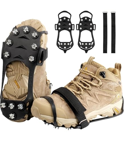 Puntali Ramponi Da Ghiaccio 10 Denti – Artigli Per Scarpe XL (Taglie 42-48) In Acciaio Inox E Silicone, Per Escursionismo E Trail Running