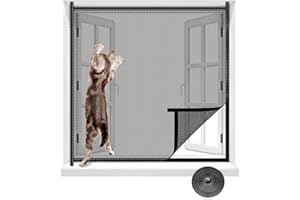 Fenster Fliegengitter Katzensicher Insektenschutz Fenster, Katzennetz Fenster Ohne Bohren, Katzenschutz Balkon für Dachfenster Balkontür (100X130CM)