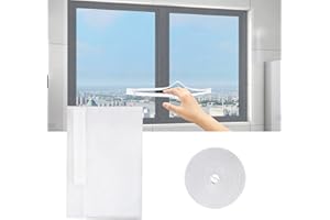 AUFIKR Zipper Window Screen Mosquito Netting, Self Adhesive mesh Insect，Mosquito Curtain Net with Zipper Directly Open The Window (White, 130x150cm(51x59in))