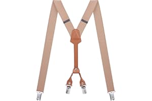 Action Ward Damen-Hosenträger – 2,5 cm breit – Y-Rücken mit 4 Clips, Skinny Damen-Hosenträger, Braun, adult, adjustable