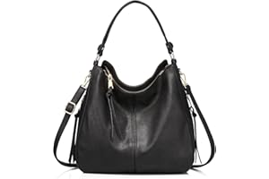 Realer Women Handbags Fashion Hobo Bags Faux Leather Long Strap Shoulder Bag Ladies Large Tote Bag Cross body Bag for Work Business School College Travel Black