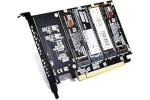 ADWITS Quad NVMe SSD auf PCIe 5.0/4.0/3.0 X16 Adapter, 4-Laufwerk SSD Speichererweiterungskarte, unterstützt Boot/RAID, erfordert PC/Server-Mainboard mit PCIe-Bifurkation