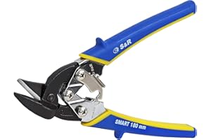 S&R Professional Mini - Blechschere Ideal-Serie, geschmiedete gehärtete Chrom-Molybdän-Klingen HRC 60-62, stark und wendig, 180 mm, Linksschnitt, gummierte Griffe, kompakte Metallschere