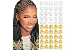 Auroriel 50 pièces Perles à Cheveux Grandes Transparentes Or Bijoux pour Dreadlocks Tresses Perles DIY Accessoires de Coiffure Boho pour Femmes Filles Idée Cadeau