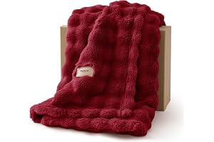 BEDSURE Gosig filt fluffig bubbelfilt – röd, 150 x 200 cm | Sofffilt, tjock fleecefilt, överkast för rumsdekoration, molnmjuk