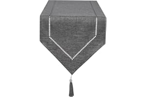 LLCUTESHOP Runner da Tavola Crema Grigio 32 x 150 cm Moderno Innovativo Design Solido Lino Runner da Tavola, Lavabile di Alta qualità di Grano Ear Design per Sala da Pranzo Festa Decorazione di Festa