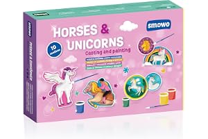 Smowo® Hästar och Enhörningar att gjuta och måla själv – Kreativt Bastelset för Flickor & Barn med 10 Gipsfigurer – Pysselset & DIY Presentidé
