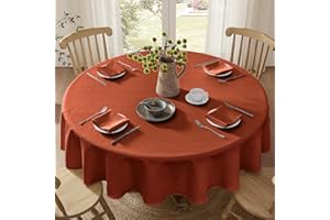 Softalker Otoño Mantel Redondo 160 cm Antimanchas Naranja,Impermeable,Textura Lino,Rectangular,Grande,Mantel Decorativo para Exterior,jardín,Fiesta,cumpleaños,Año Nuevo,Navidad,Invierno,Halloween