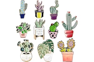 JADIVE 10 Pieces Cute Lapel Pins Set Cactus Brooch Pin Badges DIY Plant Pins for Backpacks Clothing Bags Jackets Hat