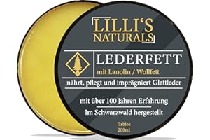 Lilli's Naturals Grasso per pelle con lanolina, grasso per lana per la cura e l'impregnazione di scarpe in pelle, sella, stivali, ecc. 200 ml