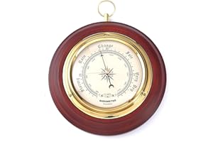 Youshiko (Latest 2025 Version) Traditional Barometer Mahogany Wood Surround Forecaster
