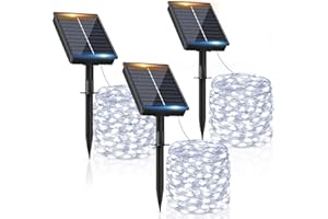 FIFLYING Guirnalda Luces Exterior Solar - 3 x 12M 120 LED Guirnaldas Luces Solares Exterior Blanco Frío IP65 Impermeable 8 Modos Luces Solares LED Exterior Interior Jardin Terraza Bodas Fiestas Festivales