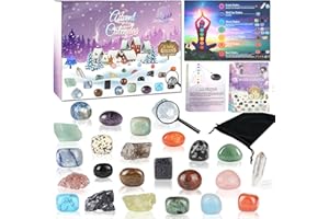 BAEIDO Crystal Advent Calendar 2025, 24 Days Christmas Countdown Natural Chakra Healing Stone Rock Spiritual Gifts for Adult Women, Novelty Minerals Fossils Learning Collection Kit for Boys Girls Teens