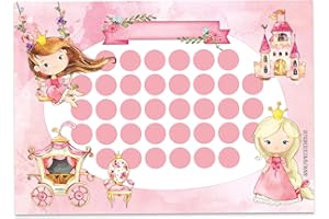 PaPIerDraCHeN Set di grafici delle ricompense per Bambini Come Blocco a Strappo 10 Fogli - Concetto motivante - con Grandi Adesivi per Ragazzi e Ragazze - Motivo Principessa blanko Set 18