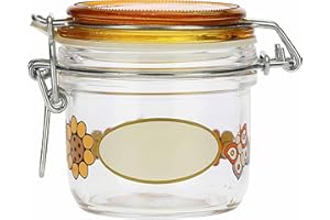 THUN - Barattolo Ermetico in Vetro con Fiori - Arancione - Arredo Casa, Cucina - Idea Regalo - Linea Country - Vetro - 200 ml; h 8,9 cm; ⌀ 8 cm