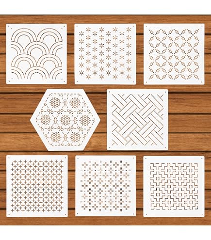 Kit Sashiko ORIGACH Per Principianti – 3 Progetti Fai Da Te, Con Stencil, Tessuto, Aghi E Telaietto