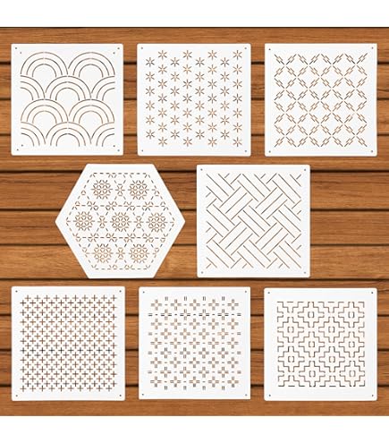Kit Sashiko ORIGACH Per Principianti – 3 Progetti Fai Da Te, Con Stencil, Tessuto, Aghi E Telaietto