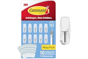 Command Haken für Weihnachtsdeko und Lichterketten, 10 Transparente Haken mit Metallspitzen, 12 Klebestreifen - Dekorieren für Weihnachten ohne Löcher und Bohren