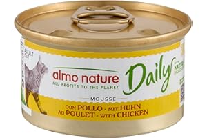 Almo Nature Daily - Pâtée pour Chat Adulte - Mousse au Poulet - Nourriture Humide Complète et Équilibrée - 85g, Pack de 24