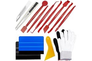 Umaki Automotive Window Tint Kit Vinyl Wrap Tools For Car Paint Protection Film, Vinyl Wrap, Stickers, with Work Gloves, 10CM Felt Edge Squeegee, 7In1 Full Wrap Squeegee for Edges, Scraper & Trimmer