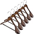 High-Grade Wooden Hangers - Set Of 6 - Heavy-Duty Wooden Coat Hangers with Wide Shoulders - Clothes Hangers with 6.3cm Shoulder Flares for Suits and Garments - Wooden Suit Hangers with Trouser Bar