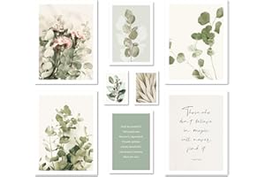 ARTFAVES® Poster Set - EUCALYPTUS - mehrteilige Wanddeko Wohnzimmer & Schlafzimmer - 8 moderne Wandbilder Eukalyptus, Pflanzen, grün, natur, Boho - ohne Bilderrahmen