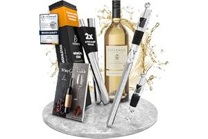 Brendo Premium Vinkylare 4-i-1 i Rostfritt Stål – 2 st kylstavar i olika längder + Vinluftare + Dekanter + Flaskförslutare