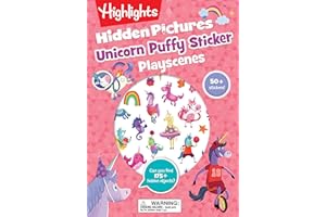 Unicorn Hidden Pictures Puffy Sticker Playscenes: Unicorn Sticker Activity Book, 50+ Reusable Stickers, Decorate Pictures and Solve Puzzles, Sticker Book for Kids