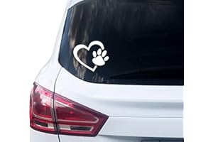 ‎PRINTATTACK PrintAttack P069 | Dog Love Herz Pfote Hundeaufkleber Hundepfote Katzenpfote Cat Love Tierpfoten (10cm x 12cm) | Aufkleber | Hund | Katze | Pfötchen | Sticker für Auto, Wohnmobil, Laptop (Weiß)