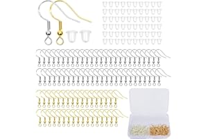 WZYTEU 200 Stück Ohrhaken, 925 Sterling Silber Ohrring Haken für DIY Ohrhänger Schmuckherstellung mit 200 Ohrstöpsel aus Gummi und 1 Organizer Box