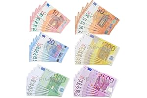 ALFTEK Copy Money Spielgeld - 150 Blätter Prop Money Rechnen Lernen Kaufmannsladen Spielen Deko (25 x 10€,20€,50€,100€,200€,500€)