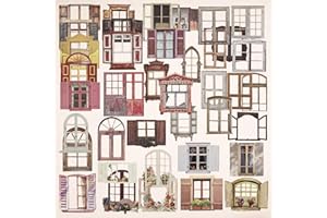 Chihutown 40pcs Retro Window Hollow Scrapbook Cutout, Aesthetic Vintage Scrapbook Junk Journal Supplies, Garden Door Window Scrapbook Window Frame