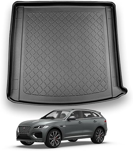 Tailored Quilted Boot Liner For Jaguar F-Pace 2016+ – Black, Waterproof With Bumper Flap